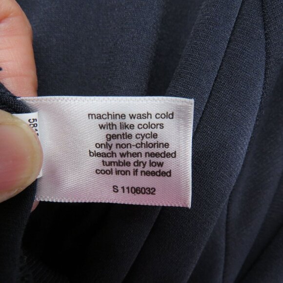 Lane Bryant Blouse Womens Size 22 Navy Blue Wrap Top Tie Waist Keyhole Back - Picture 10 of 10